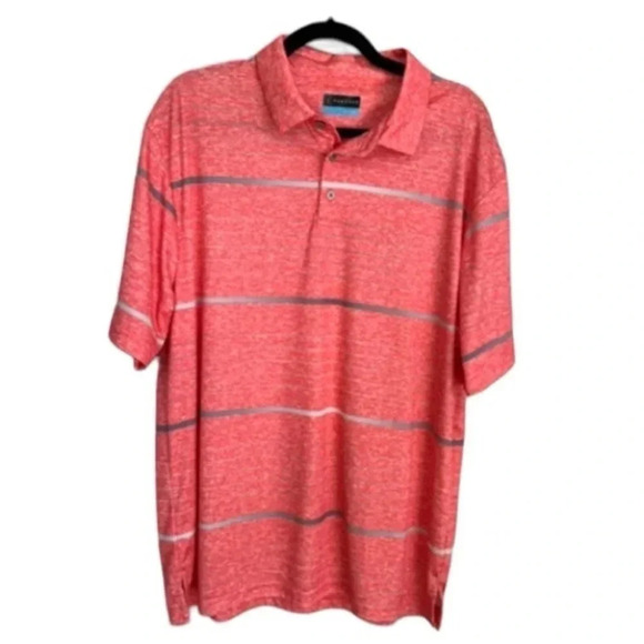 PGA Tour Men’s Short Sleeve Salmon with Silver Stripes Golf Polo Size XL GUC - Picture 1 of 9